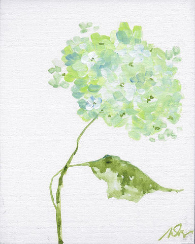 Green Blossoms White Modern Wood Framed Art Print with Double Matting by Strong, Molly Susan