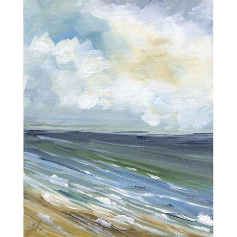Beach Horizon White Modern Wood Framed Art Print by Strong, Molly Susan
