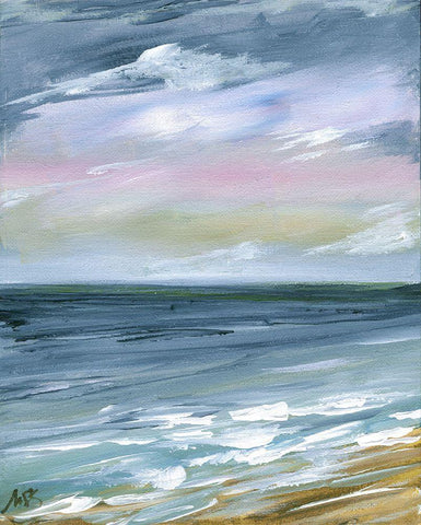 Beach Horizon II White Modern Wood Framed Art Print with Double Matting by Strong, Molly Susan