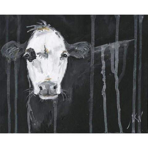 Cow Black Modern Wood Framed Art Print by Strong, Molly Susan