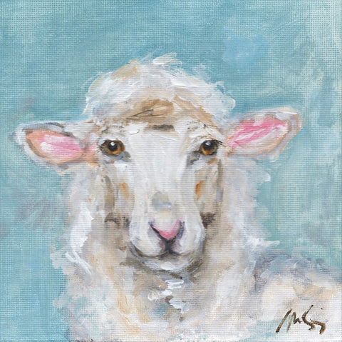 Mimi the Sheep Black Modern Wood Framed Art Print by Strong, Molly Susan