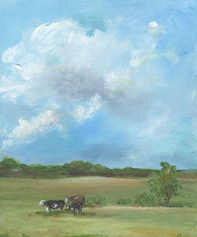 Cow Pasture Black Modern Wood Framed Art Print by Strong, Molly Susan