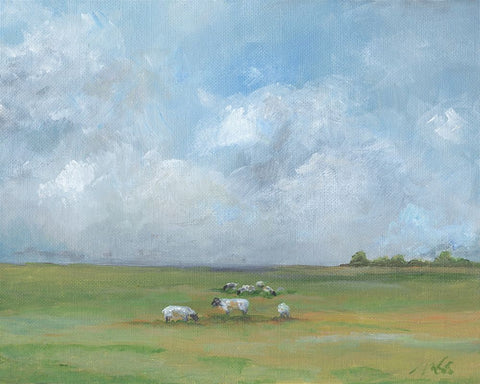 Sheep Pasture Black Modern Wood Framed Art Print by Strong, Molly Susan
