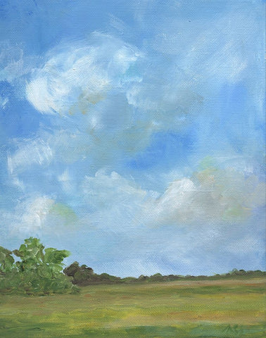 Pasture I White Modern Wood Framed Art Print with Double Matting by Strong, Molly Susan