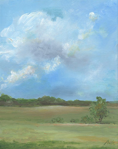 Pasture III White Modern Wood Framed Art Print with Double Matting by Strong, Molly Susan