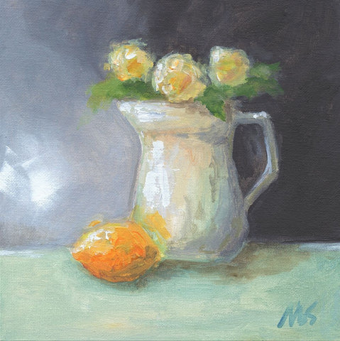 Sunny White Modern Wood Framed Art Print with Double Matting by Strong, Molly Susan