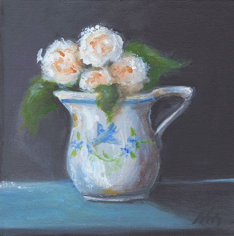 Blue Bird Pitcher Black Modern Wood Framed Art Print by Strong, Molly Susan