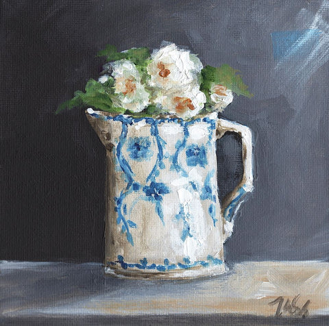 Tea Roses Black Modern Wood Framed Art Print by Strong, Molly Susan