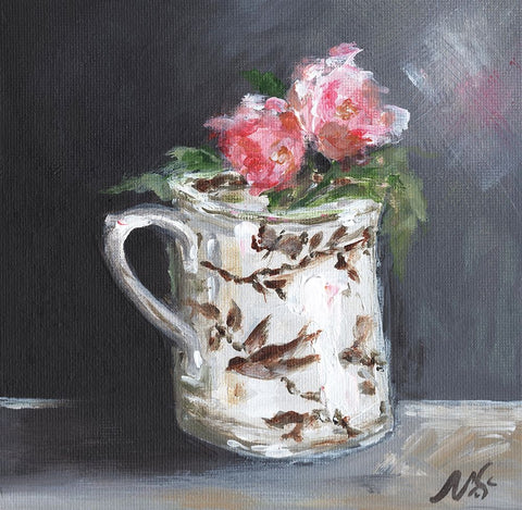 Brown Bird Pitcher White Modern Wood Framed Art Print with Double Matting by Strong, Molly Susan