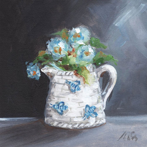 Bee Pitcher Black Ornate Wood Framed Art Print with Double Matting by Strong, Molly Susan