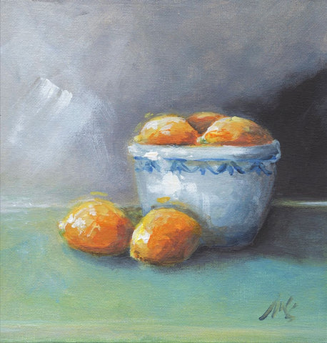 Bowl of Sunshine White Modern Wood Framed Art Print with Double Matting by Strong, Molly Susan