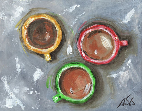 Coffee Time Black Modern Wood Framed Art Print by Strong, Molly Susan