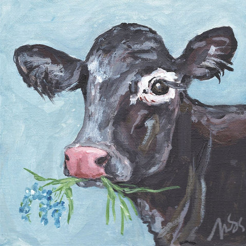 Bluebells Black Modern Wood Framed Art Print by Strong, Molly Susan