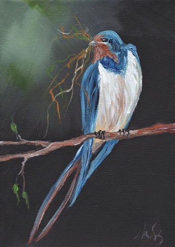 Swallow Black Modern Wood Framed Art Print by Strong, Molly Susan