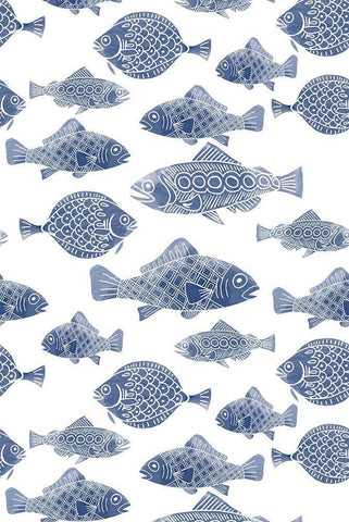 Fish Pattern White Modern Wood Framed Art Print with Double Matting by Rupp, Mariah