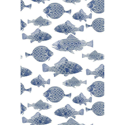 Fish Pattern Black Modern Wood Framed Art Print by Rupp, Mariah