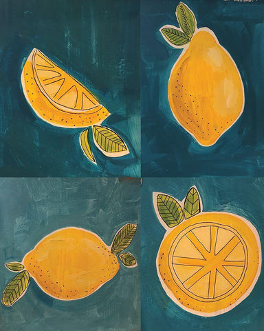 Four Lemons Black Ornate Wood Framed Art Print with Double Matting by Rupp, Mariah