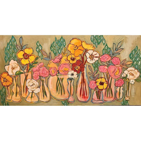 Flower Jars White Modern Wood Framed Art Print by Rupp, Mariah