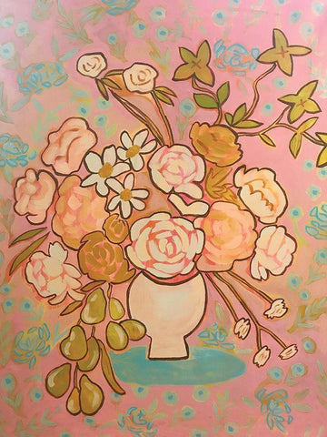 Bouquet White Modern Wood Framed Art Print with Double Matting by Rupp, Mariah