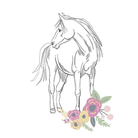 Horse Sketch White Modern Wood Framed Art Print by Rupp, Mariah