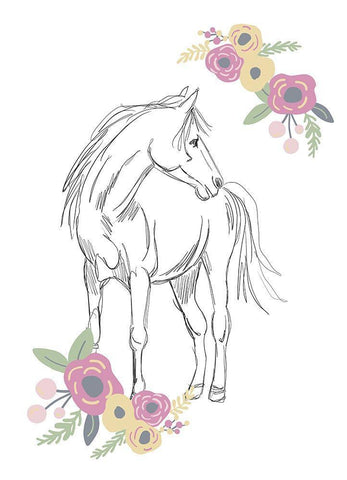 Horse Sketch II White Modern Wood Framed Art Print with Double Matting by Rupp, Mariah