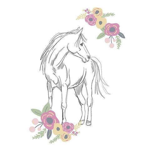 Horse Sketch II White Modern Wood Framed Art Print by Rupp, Mariah