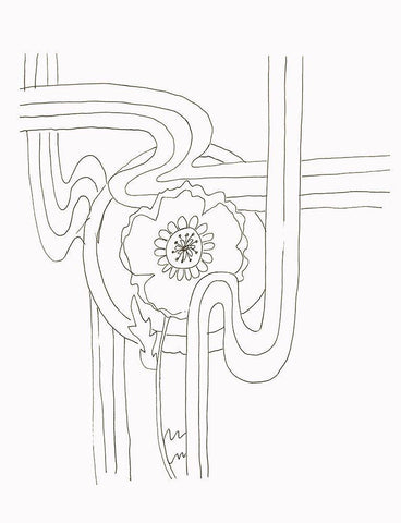 Flowerlines Black Ornate Wood Framed Art Print with Double Matting by Rupp, Mariah