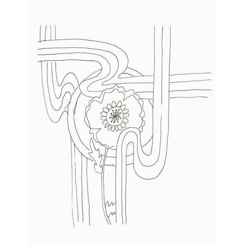 Flowerlines Black Modern Wood Framed Art Print by Rupp, Mariah