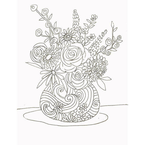Line Bouquet White Modern Wood Framed Art Print by Rupp, Mariah