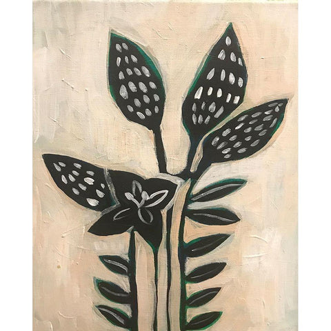 Black Leaves Black Modern Wood Framed Art Print with Double Matting by Rupp, Mariah