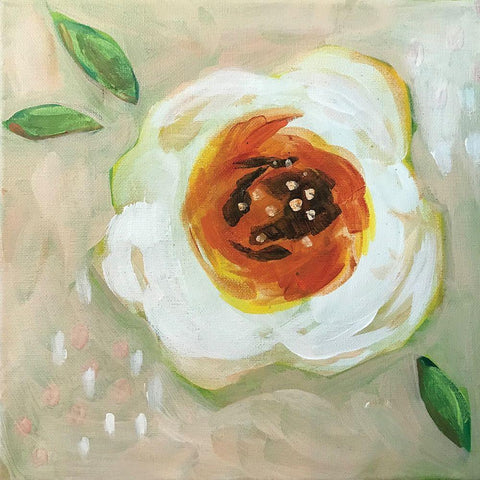 White Flower Gold Ornate Wood Framed Art Print with Double Matting by Rupp, Mariah