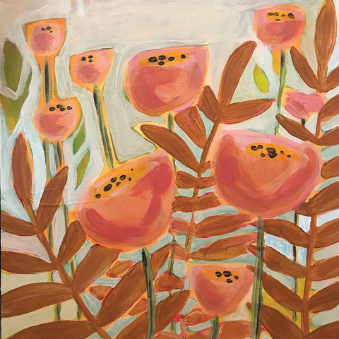 Brown Leaves Black Modern Wood Framed Art Print by Rupp, Mariah