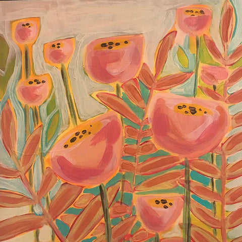 Flowers and Blue Sky Black Modern Wood Framed Art Print with Double Matting by Rupp, Mariah