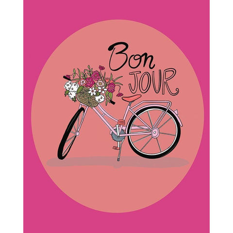 Bon Jour Bike Black Modern Wood Framed Art Print with Double Matting by Rupp, Mariah