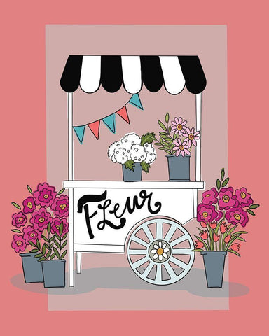 Fleur Cart Black Ornate Wood Framed Art Print with Double Matting by Rupp, Mariah