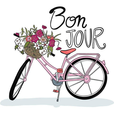 Bon Jour Black Modern Wood Framed Art Print with Double Matting by Rupp, Mariah