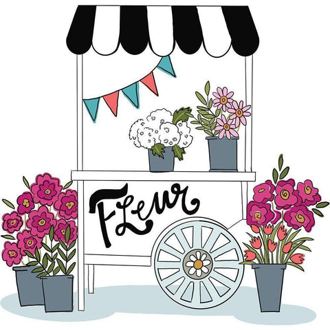 Fleur Cart Black Modern Wood Framed Art Print with Double Matting by Rupp, Mariah