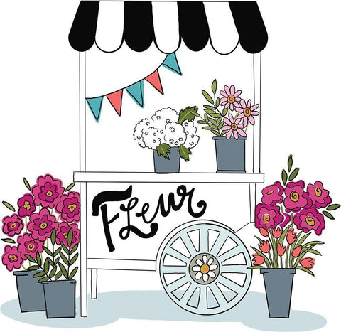 Fleur Cart Black Ornate Wood Framed Art Print with Double Matting by Rupp, Mariah