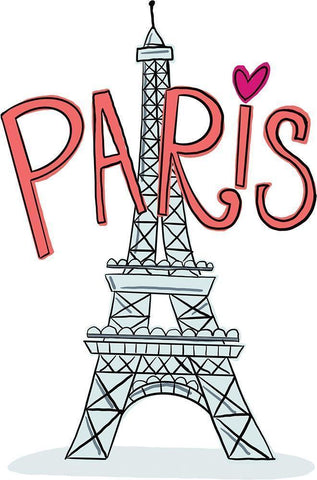 Paris Eiffel Black Ornate Wood Framed Art Print with Double Matting by Rupp, Mariah