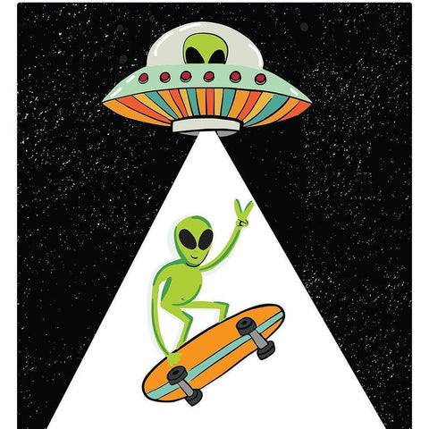 UFO Alien Black Modern Wood Framed Art Print with Double Matting by Rupp, Mariah