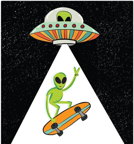 UFO Alien Black Ornate Wood Framed Art Print with Double Matting by Rupp, Mariah