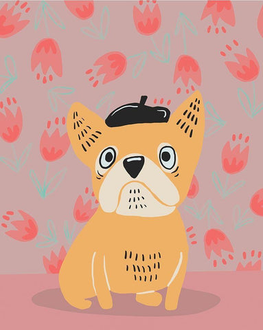 French Bulldog Black Ornate Wood Framed Art Print with Double Matting by Rupp, Mariah