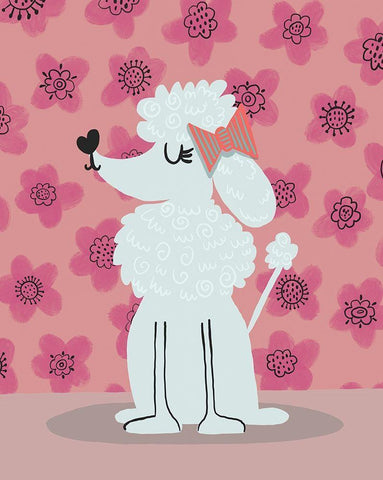 French Poodle Black Ornate Wood Framed Art Print with Double Matting by Rupp, Mariah