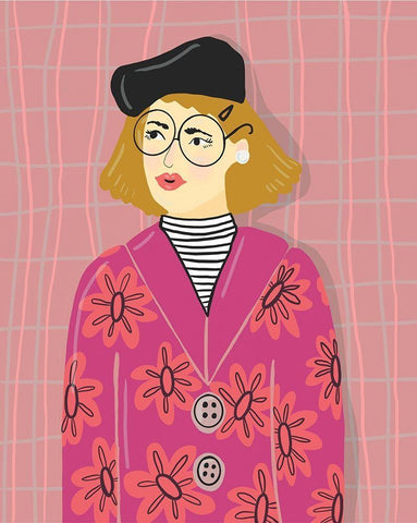 French Lady White Modern Wood Framed Art Print with Double Matting by Rupp, Mariah