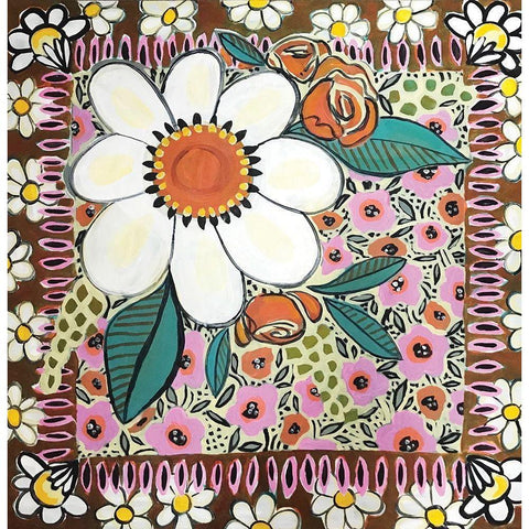 Floral Square Gold Ornate Wood Framed Art Print with Double Matting by Rupp, Mariah