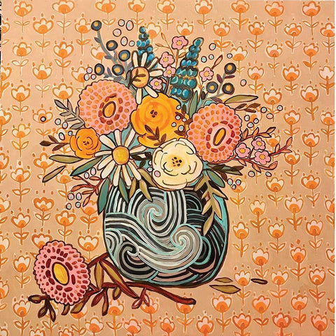 Peach Vase White Modern Wood Framed Art Print with Double Matting by Rupp, Mariah