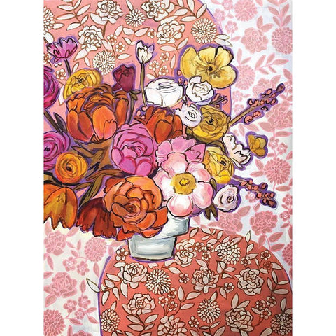 Pink Floral Black Modern Wood Framed Art Print by Rupp, Mariah