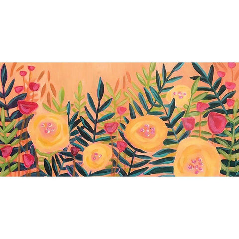 Flowers on Peach White Modern Wood Framed Art Print by Rupp, Mariah