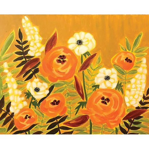 Fall Flowers Gold Ornate Wood Framed Art Print with Double Matting by Rupp, Mariah