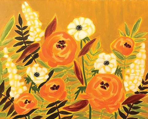 Fall Flowers Black Ornate Wood Framed Art Print with Double Matting by Rupp, Mariah